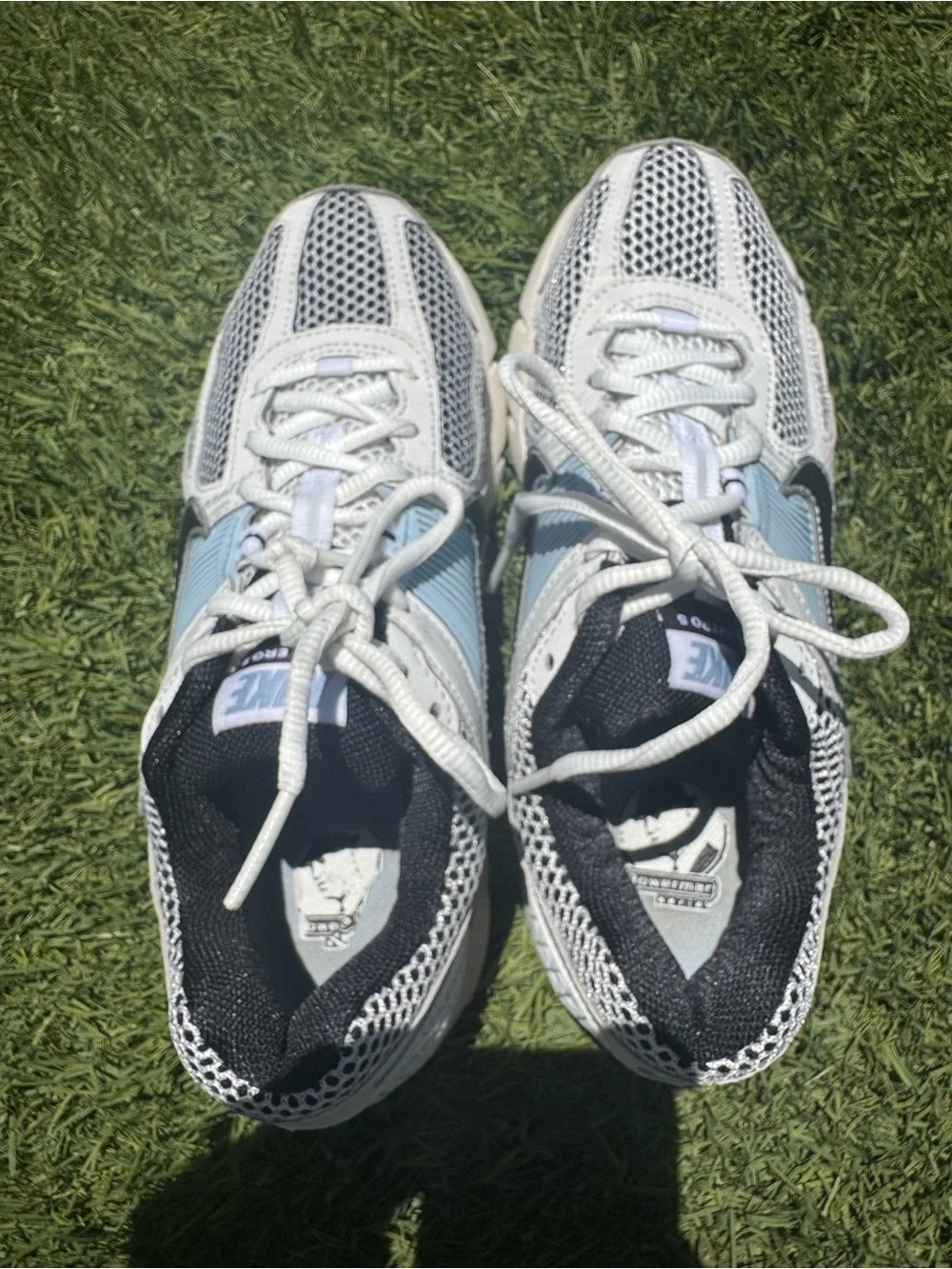 Nike Kids' White and Light Blue Running Shoes